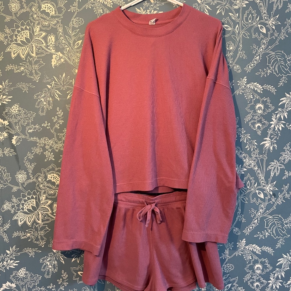 Cozy waffle pj set